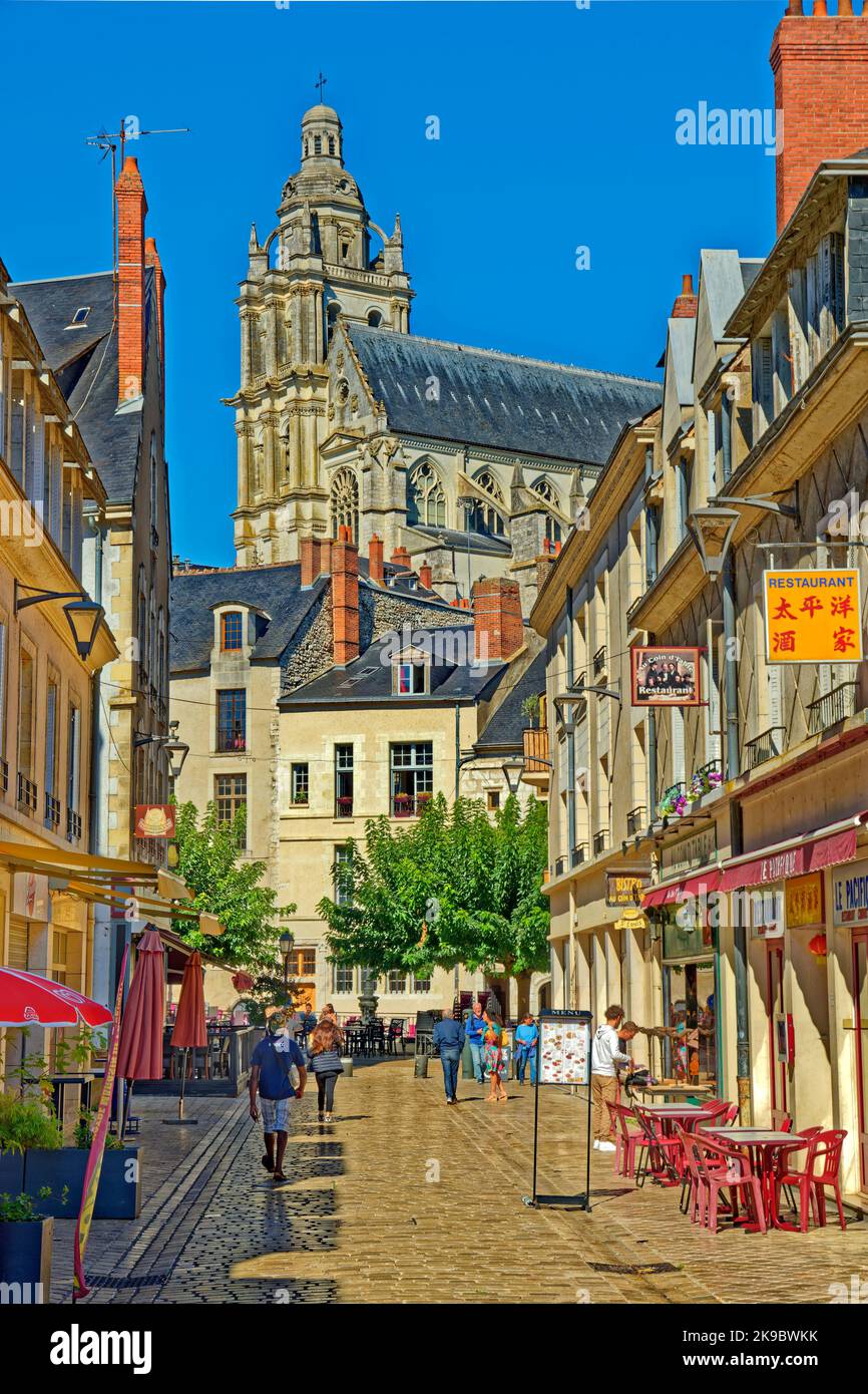 Town centre and Cathedral at Blois, capital of the Loir-et-Cher department, in Centre-Val de Loire, France. Stock Photo