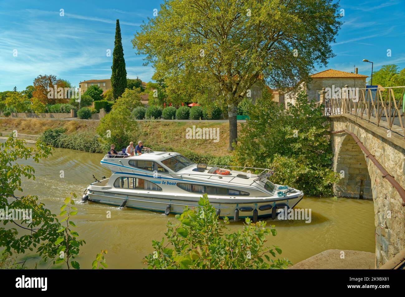 The Canal du Midi at Roubia in the Aude Department in the south of France Stock Photo