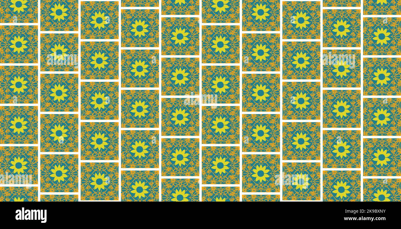 Seamless vector pattern based on hand drawn sunflower Stock Vector