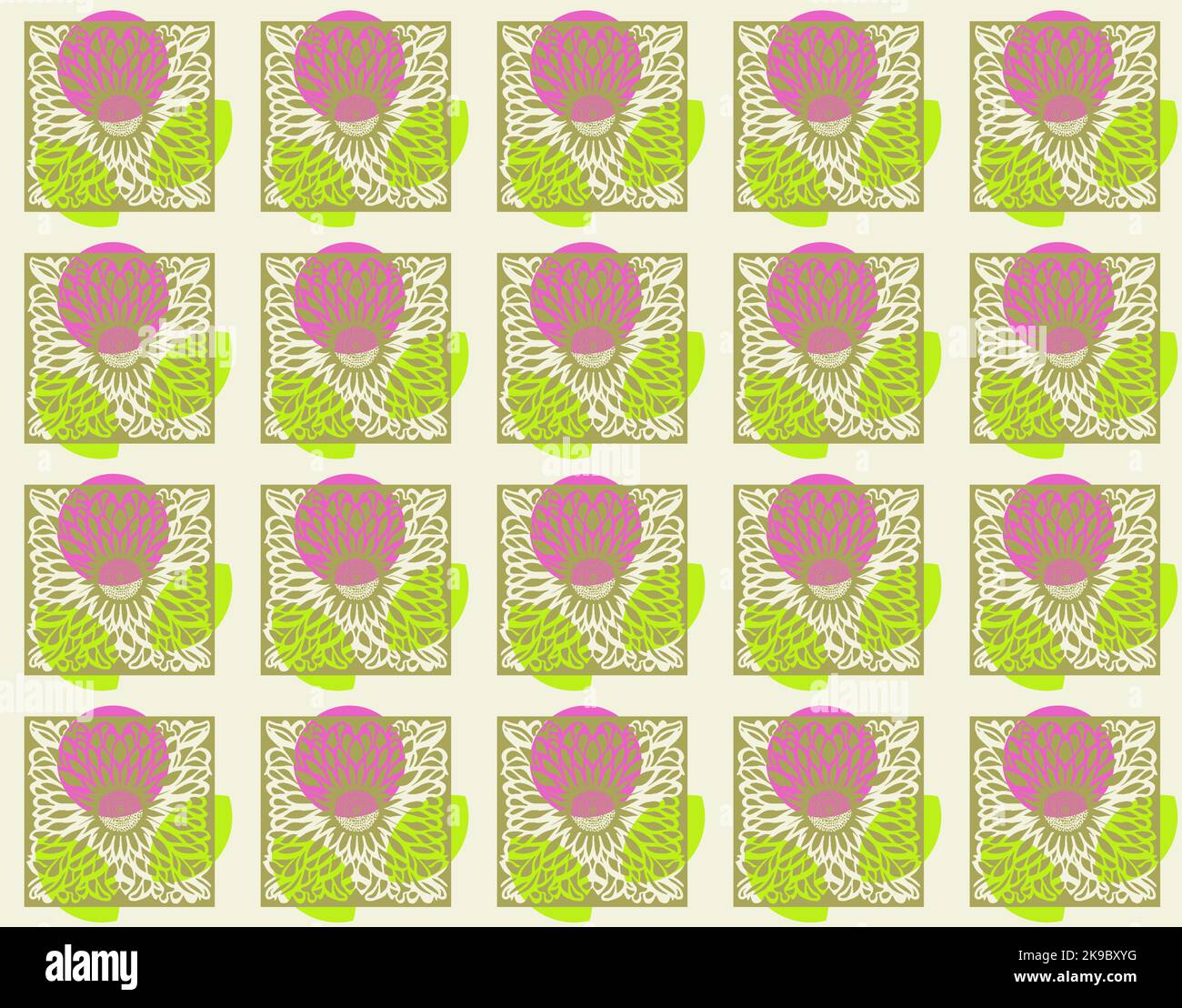 Seamless vector pattern based on hand drawn sunflower Stock Vector
