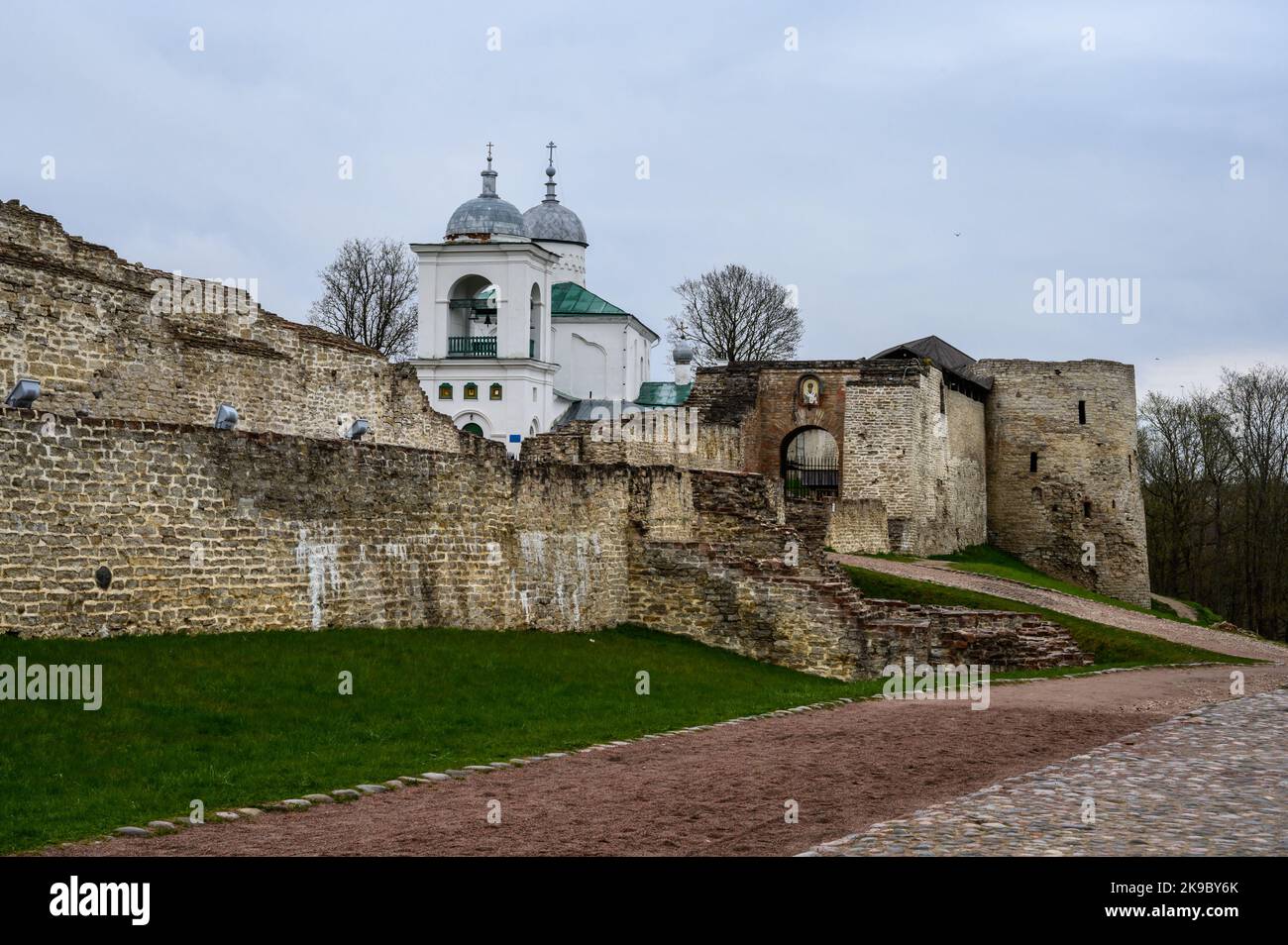 Izborsk fortress. Izborsk Pskov Oblast. Historical places of Russia. The old ruined fortress. Stock Photo