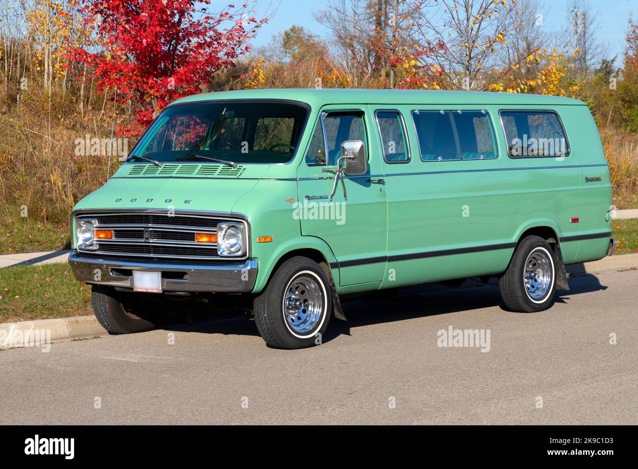 1975 Dodge Van Sportsman Royal on pavement. Stock Photo