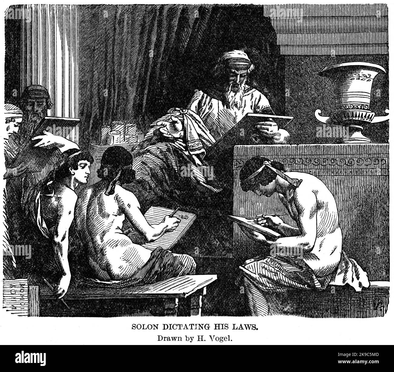 Solon Dictating His Laws, Illustration, Ridpath's History of the World, Volume I, by John Clark Ridpath, LL. D., Merrill & Baker Publishers, New York, 1894 Stock Photo