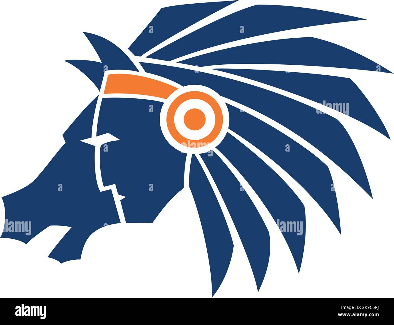 Symbol Combines a American Native Indian Chief and a Mustang Horse