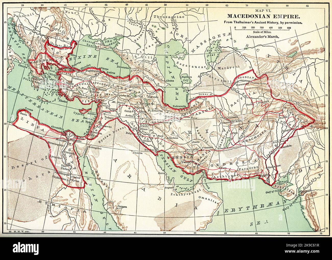 Map VI. Macedonian Empire, Illustration, Ridpath's History of the World, Volume I, by John Clark Ridpath, LL. D., Merrill & Baker Publishers, New York, 1894 Stock Photo