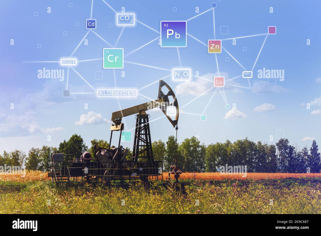Oil production. Oil rigs. Recycling plant. Production of petroleum ...