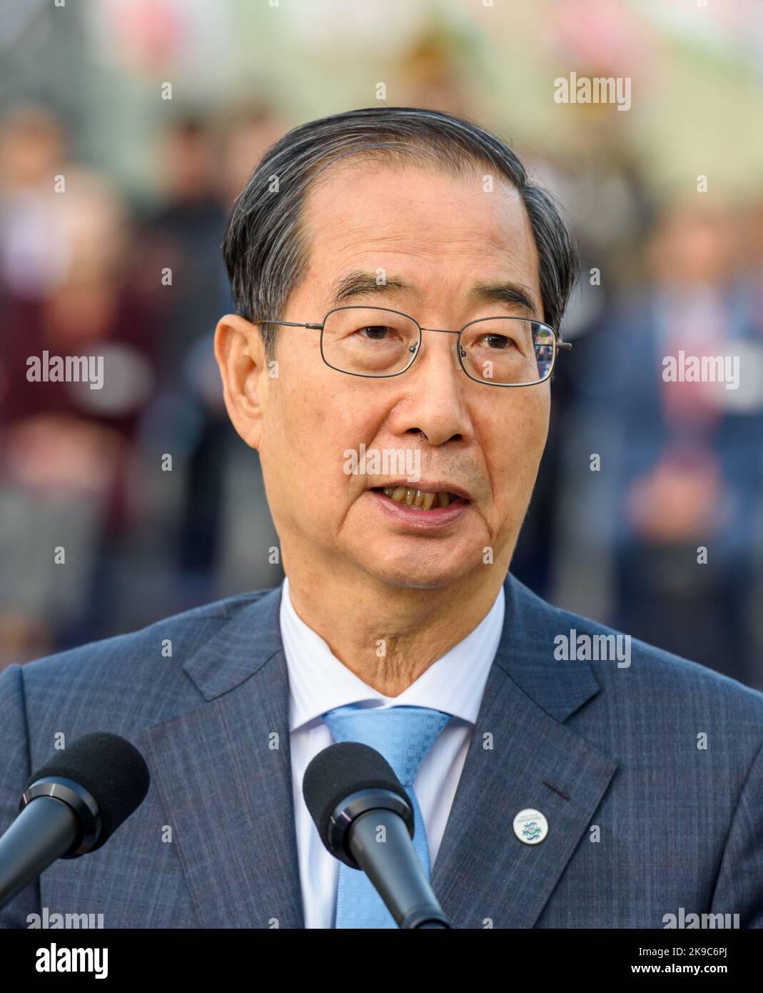 Goyang, South Korea. 27th Oct, 2022. South Korean Prime Minister Han