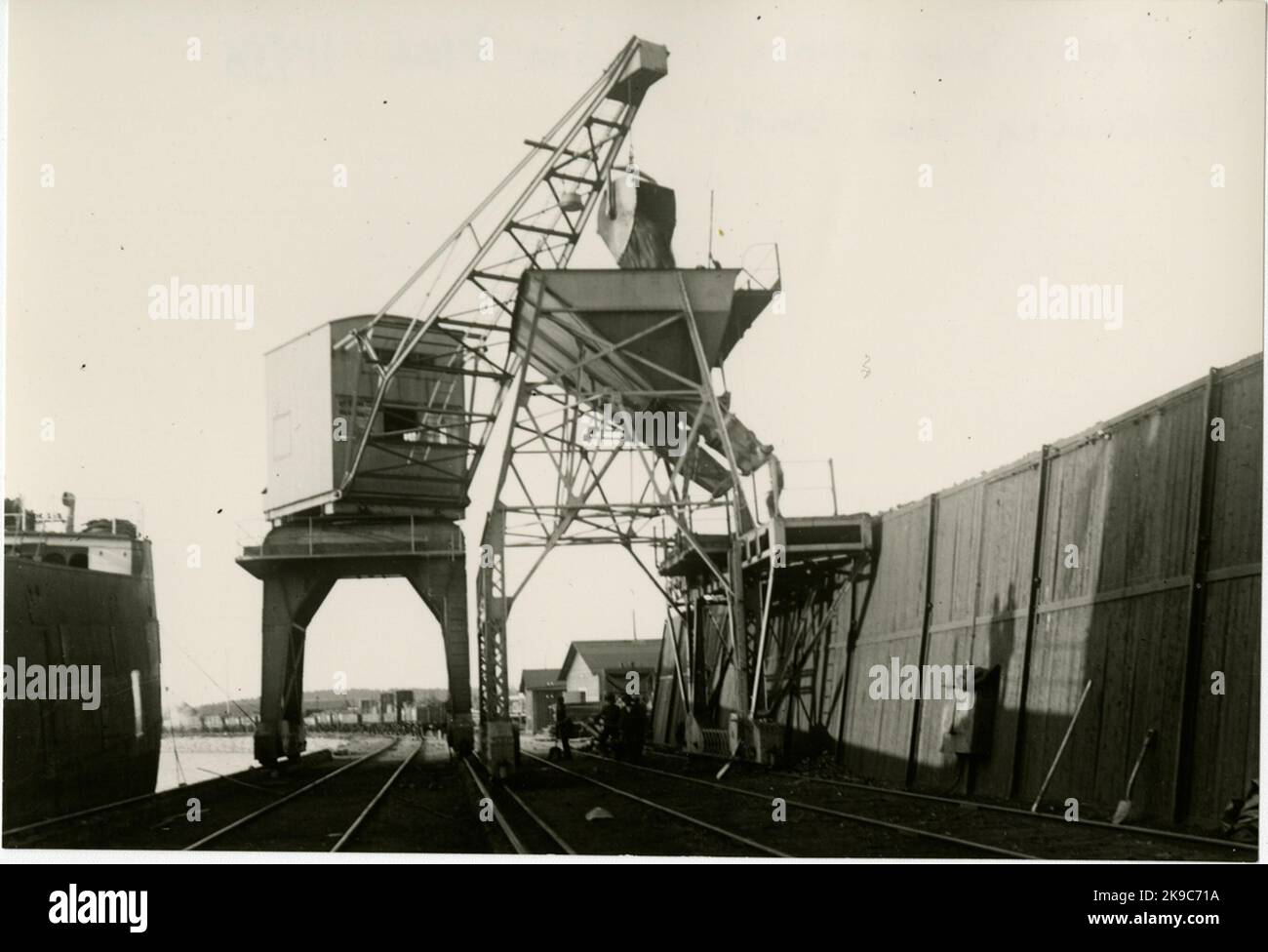The ore loading in Luleå. Loading place in the harbor, unloading boat ...