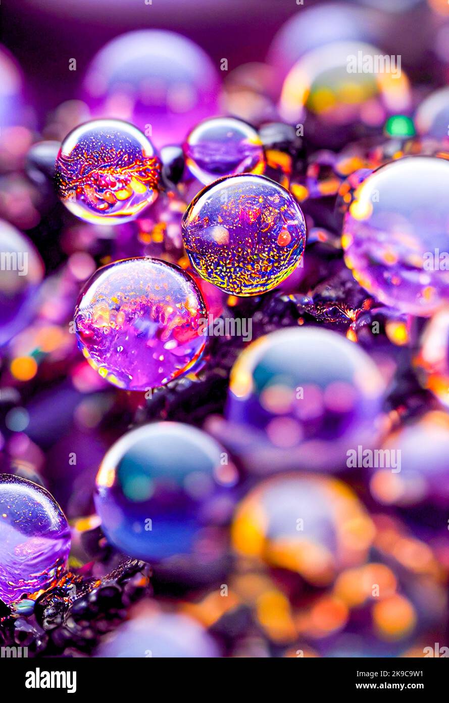 Beautiful abstract glass marbles in various sizes and colors. Colorful background 3D