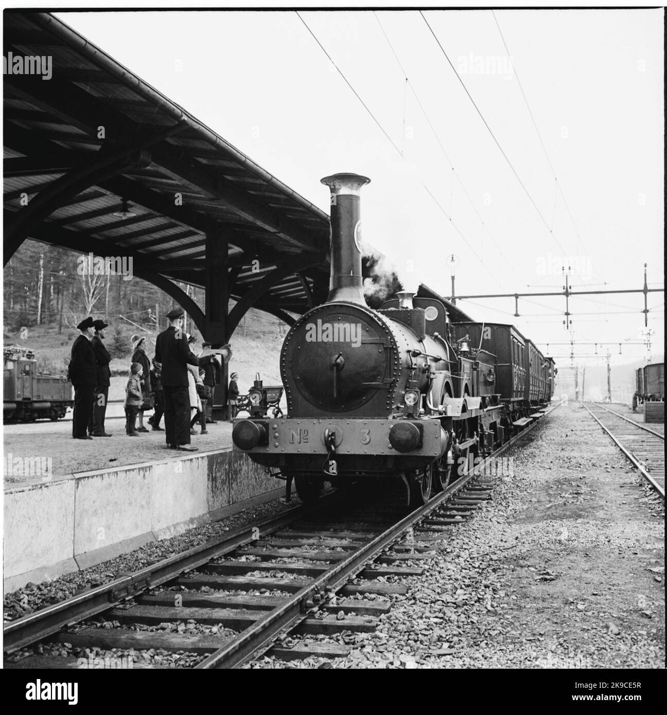 Historical train's journey from Stockholm to Gothenburg for the inauguration of train 62. SJ B 3 'Prince August'. KHJ CD 13. SJ C 182. SJ AB 289. SJ A 103. SJ C2B 329 Stock Photo