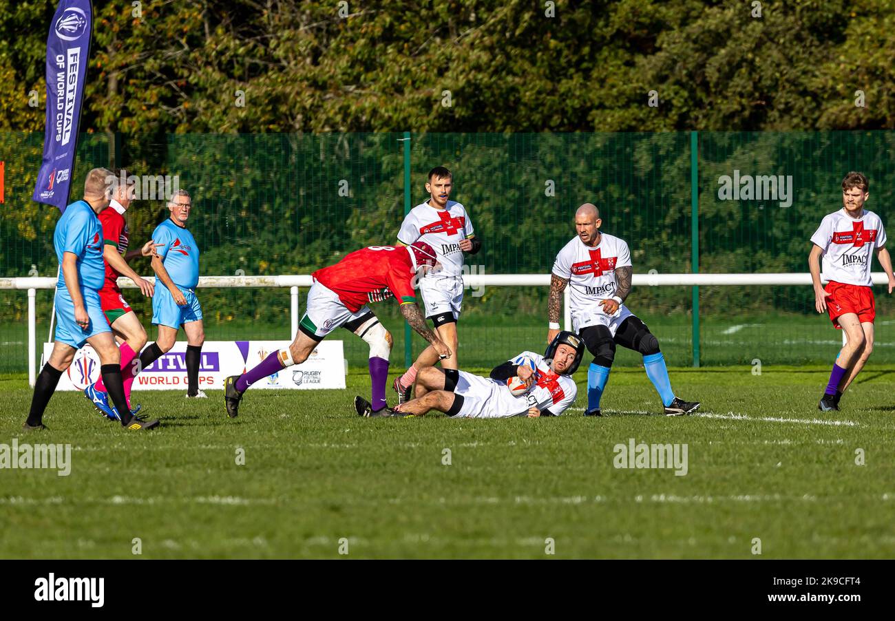 England took on Wales in the 2022 Physical Disability Rugby League World Cup at Victoria Park, Warrington. Stock Photo
