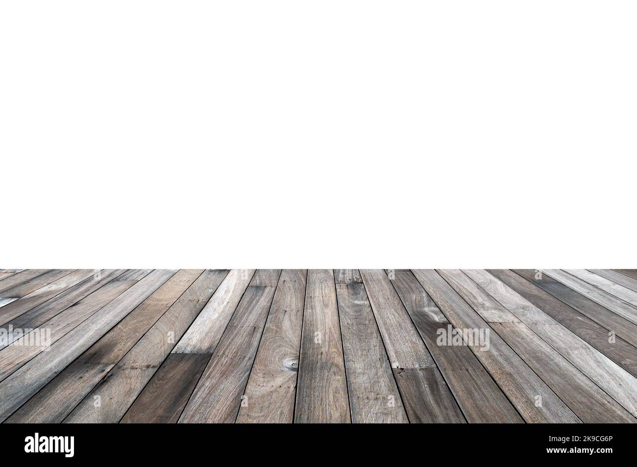 Old wooden plank texture on white background Stock Photo