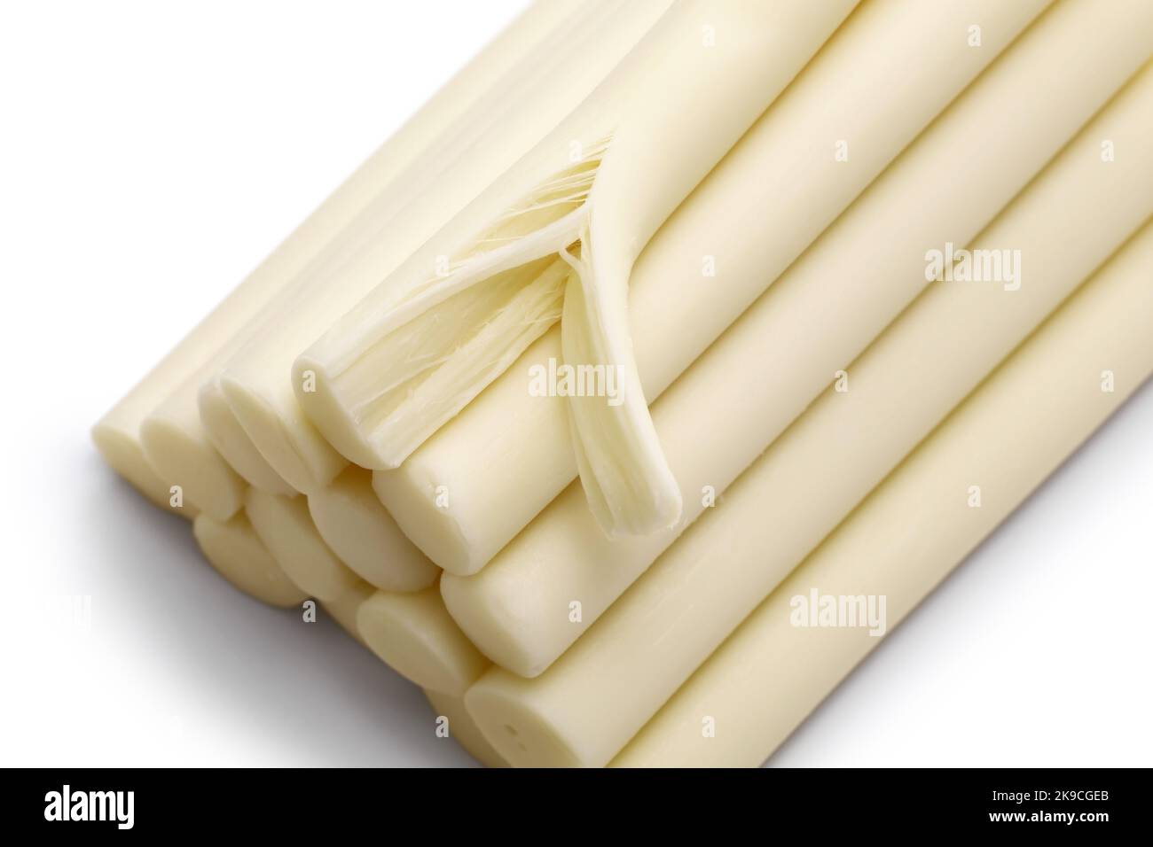 string cheese for fried mozzarella sticks isolated on white background