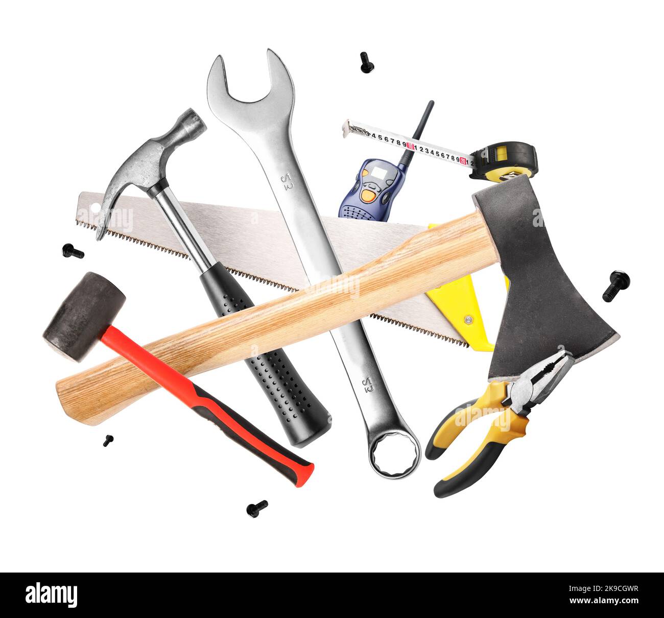 Set of different construction tools isolated on white Stock Photo - Alamy