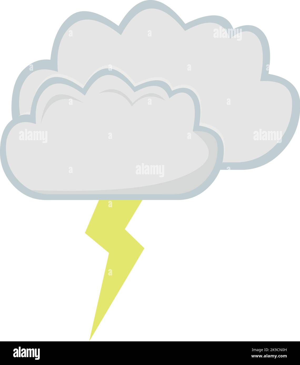 Vector illustration of cartoon clouds with a thunder or lightning Stock Vector