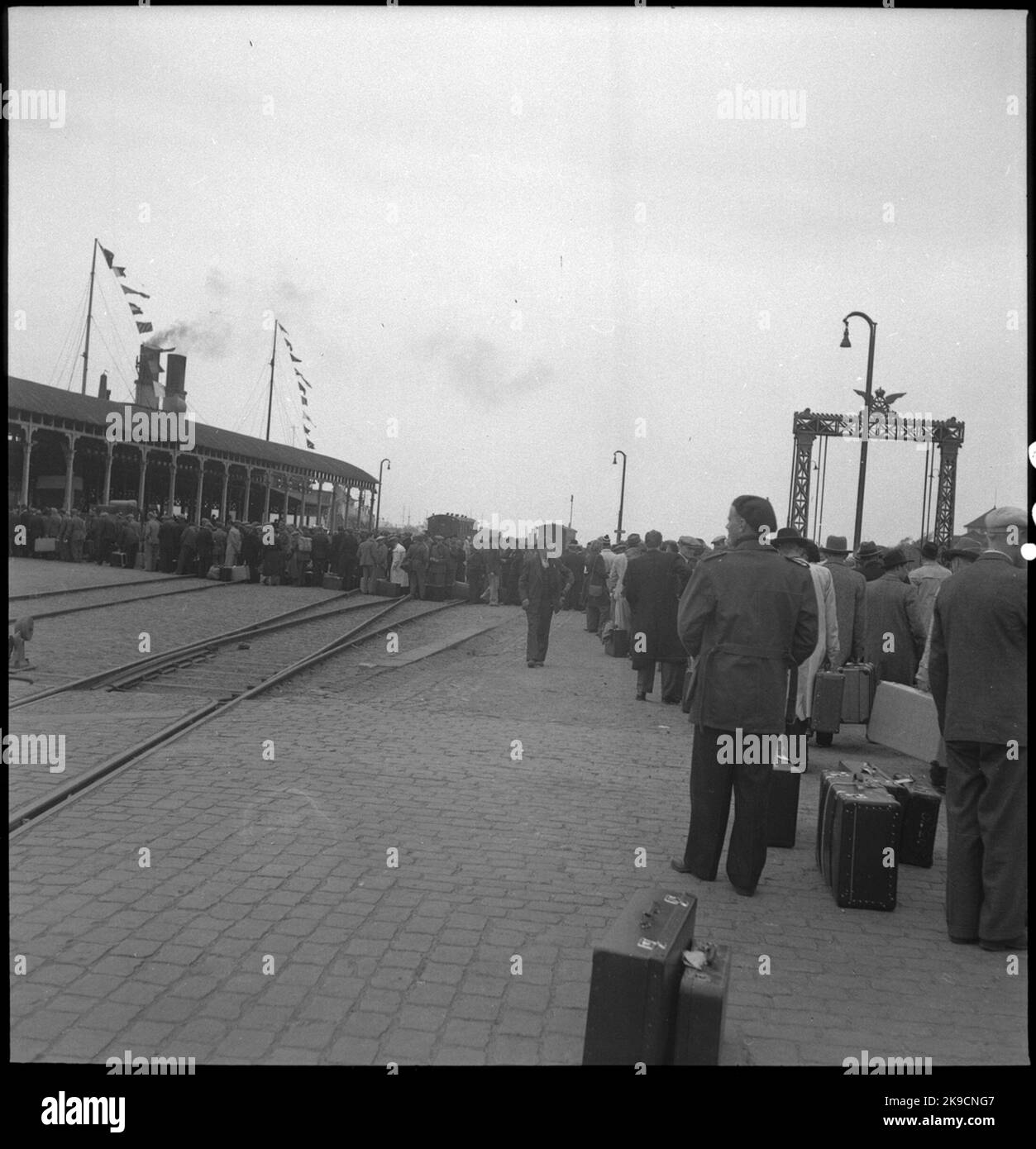 Home transport of Danish refugees, here at Malmö ferry station Stock ...