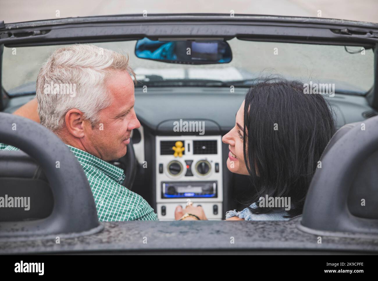 Bila Tserkva, Ukraine: September, 2018: Couple in love in a cabriolet Stock Photo