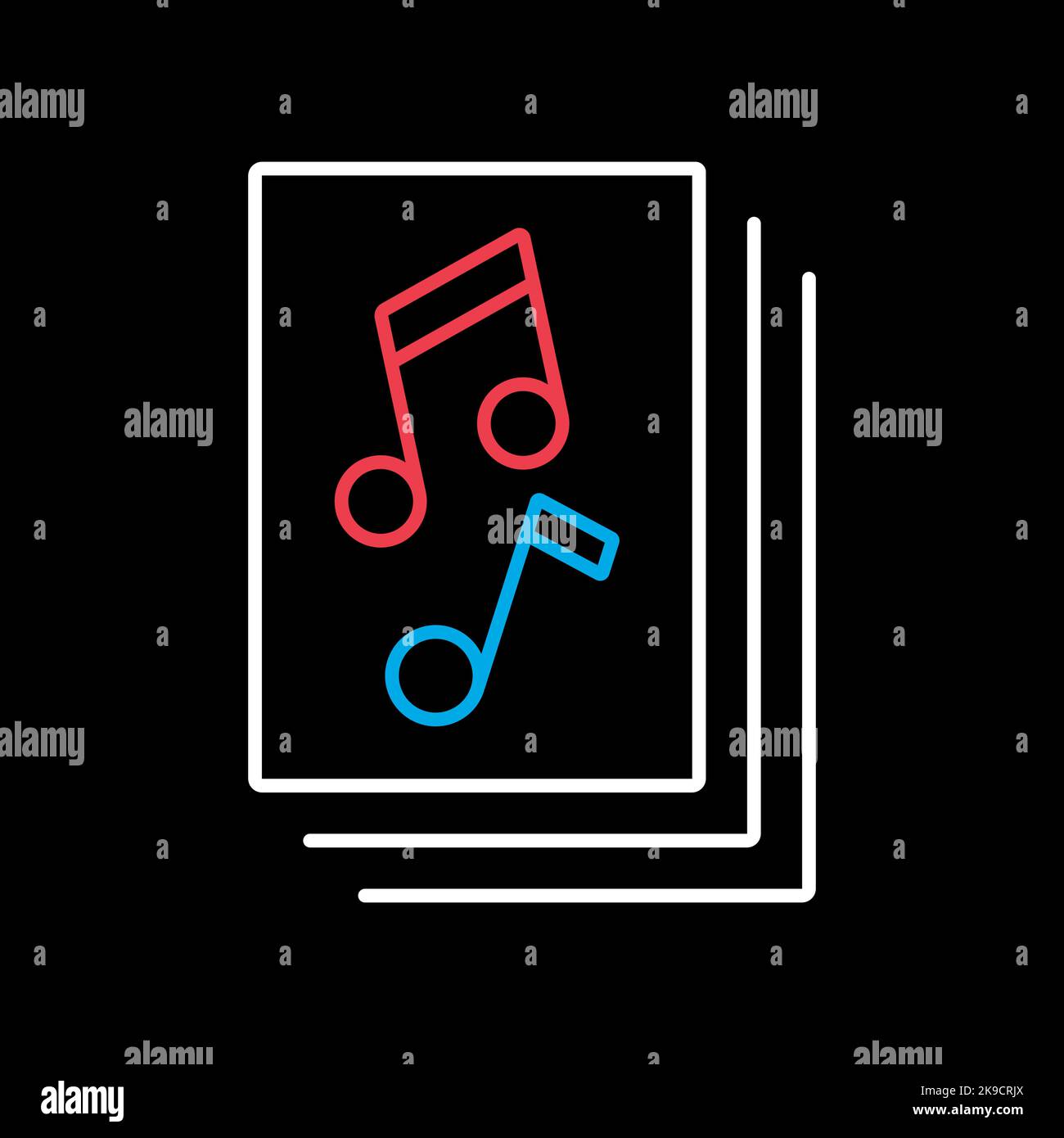 Music book with musical notes vector on black background icon. Graph ...