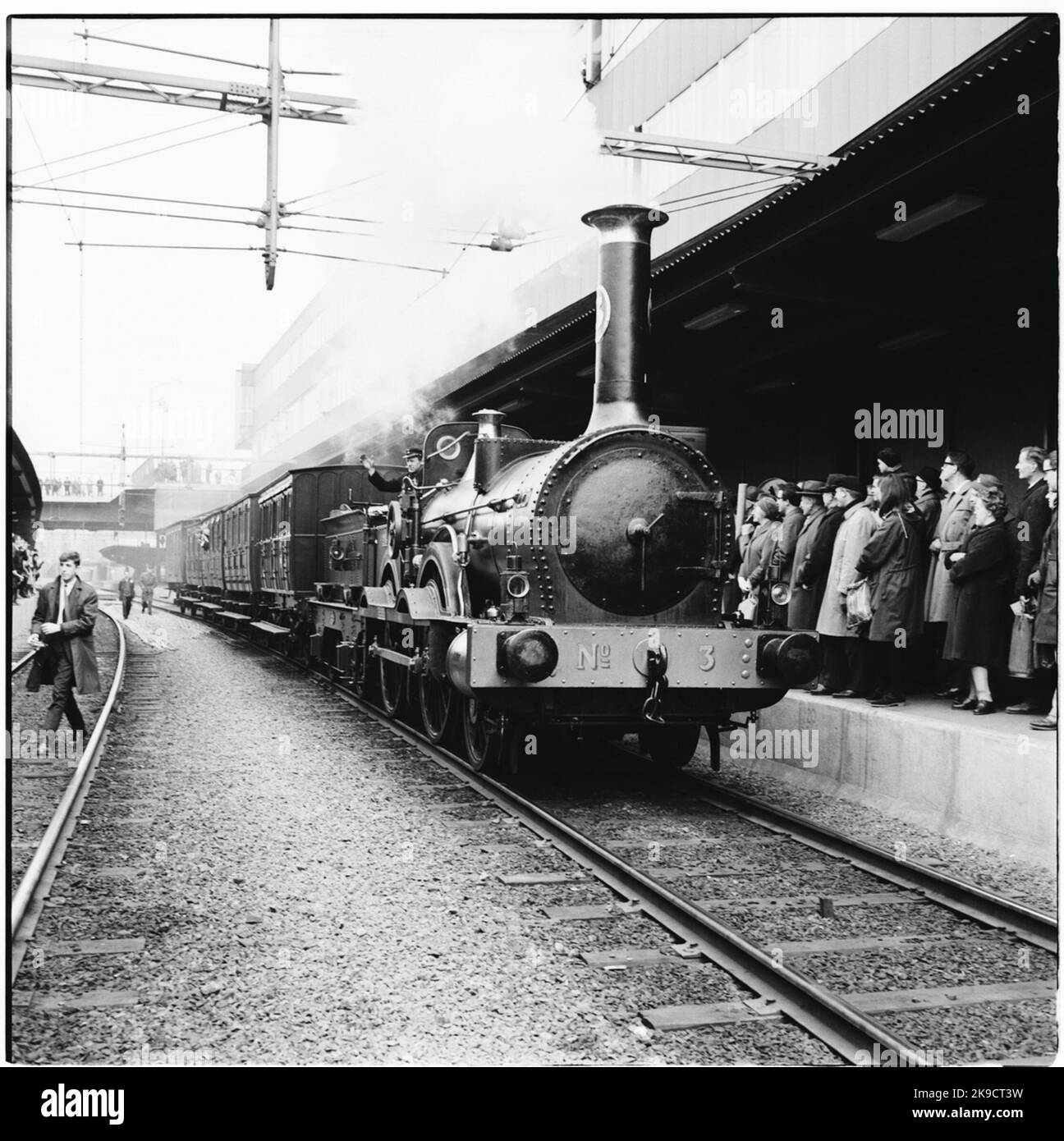 Historical train's journey from Stockholm to Gothenburg for the inauguration of train 62. In the picture Lok number 3 'Prince August', later the State Railways SJ BB 43. Köping Hults Railway KHJ CD 13. The State Railways SJ C 182. State Railway SJ AB 289 .The Railways SJ A 103. The State Railways SJ C2B 329. Stock Photo