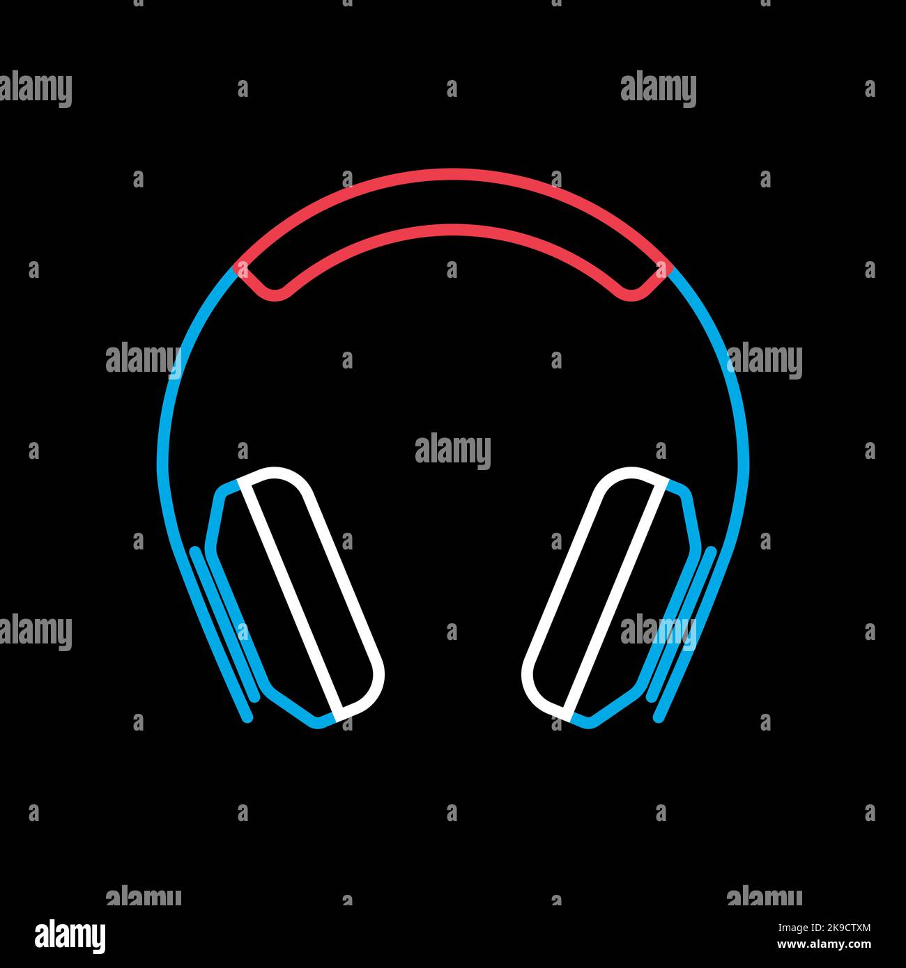 Over-ear headphones vector on black background icon. Graph symbol for ...