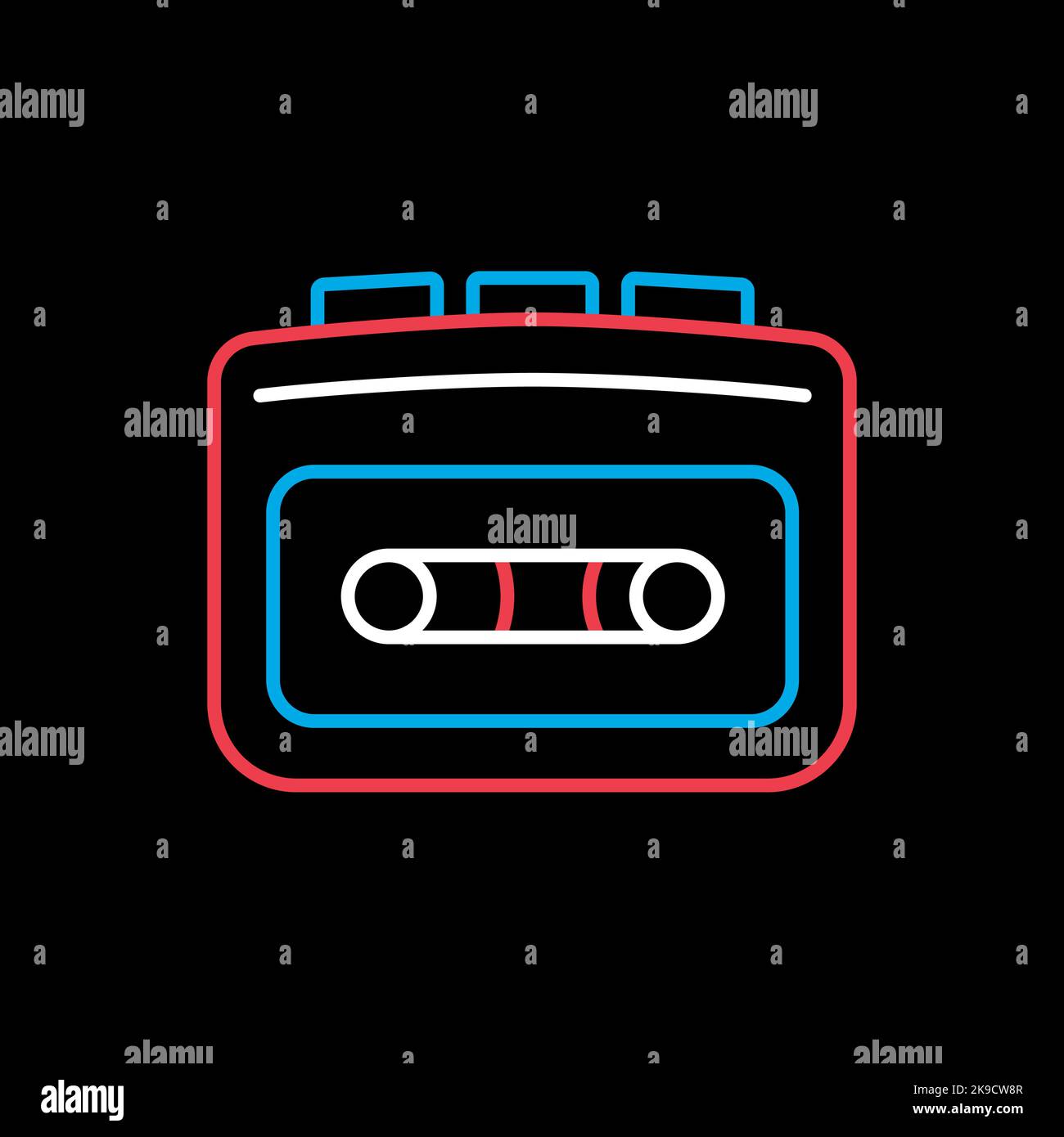 Cassette player vector on black background icon. Music sign. Graph ...