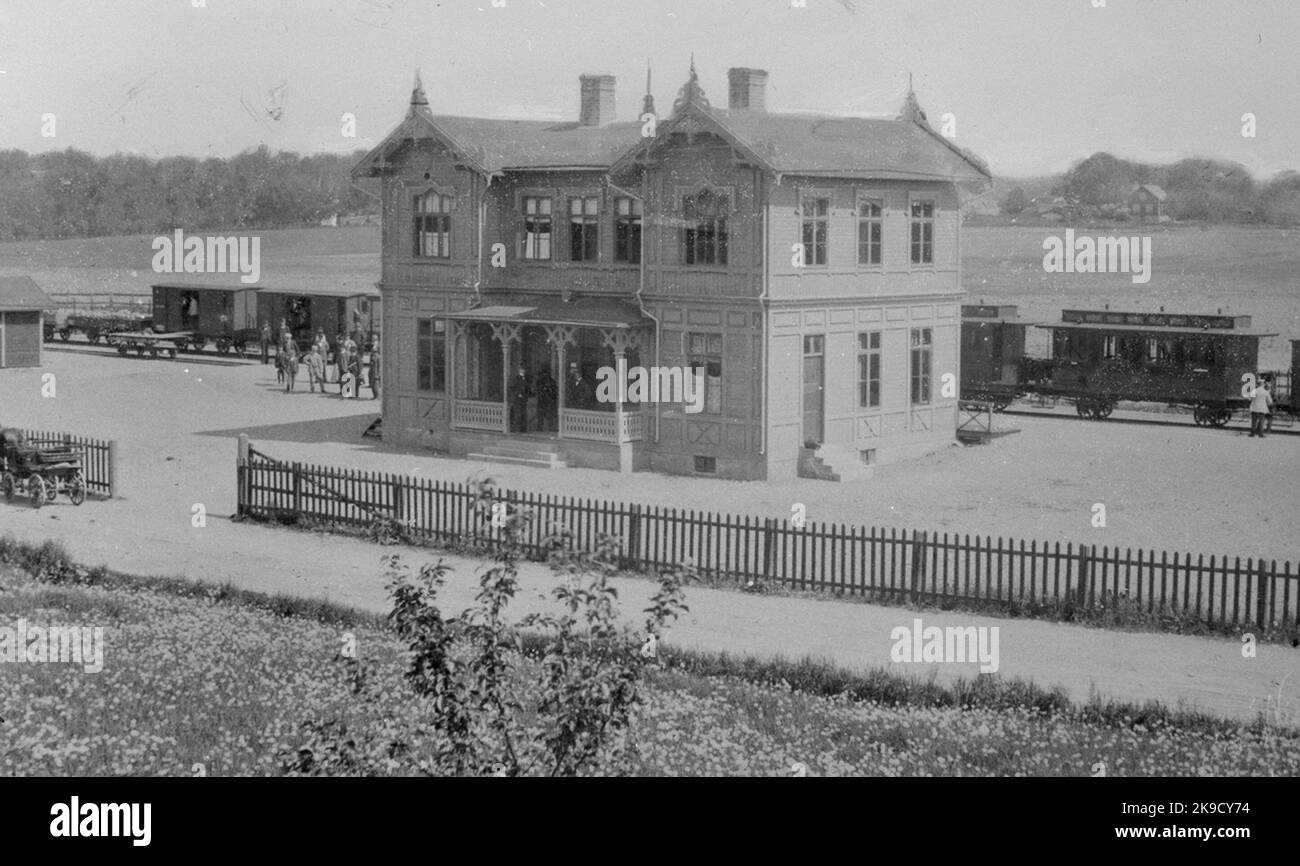 The picture shows the original station house that burned down in 1901