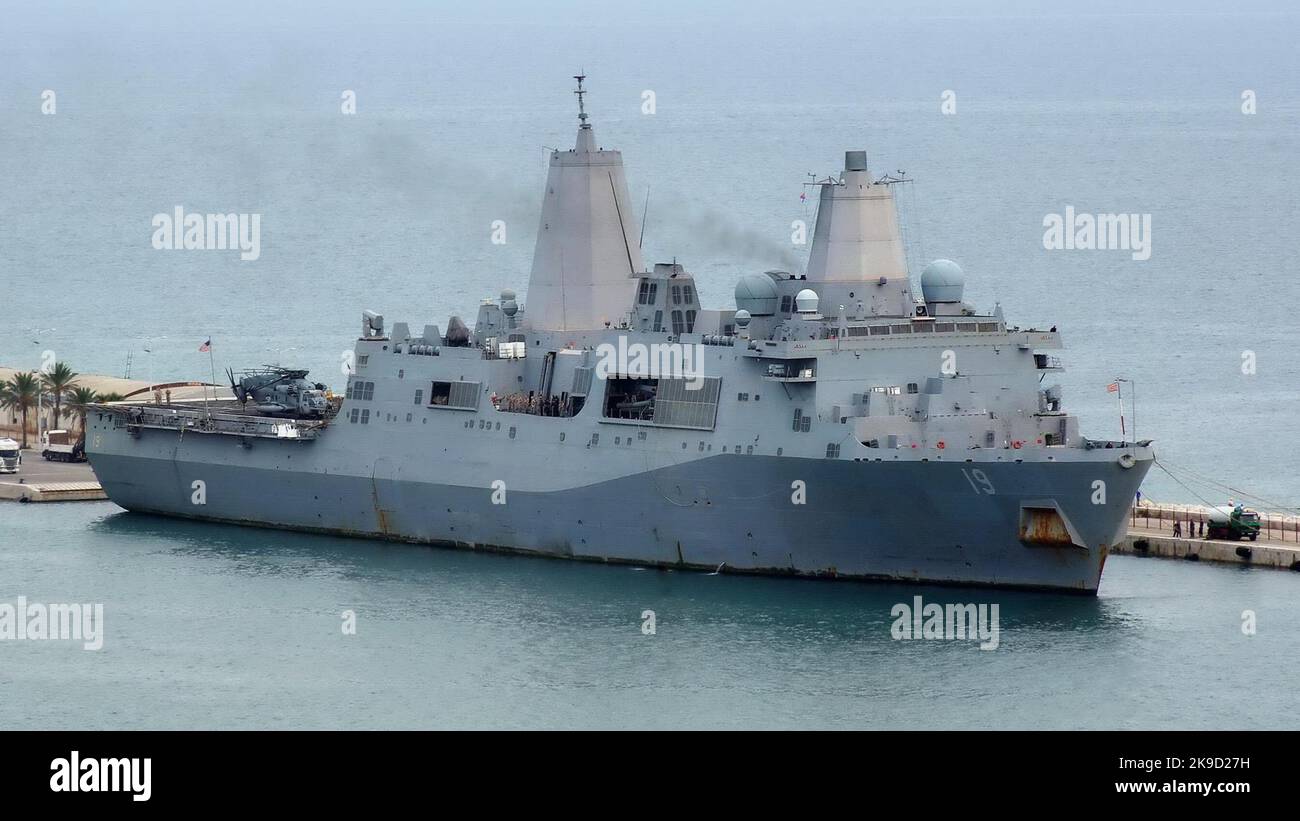 USS Mesa Verde (LPD-19) iSan Antonio-class amphibious transport dock of the United States Navy. Stock Photo