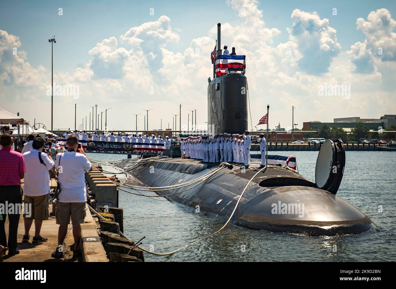 Commissioning ceremony for the Virginia-class attack submarine USS John Warner (SSN 785) at Naval Station Norfolk. U.S. Navy Stock Photo