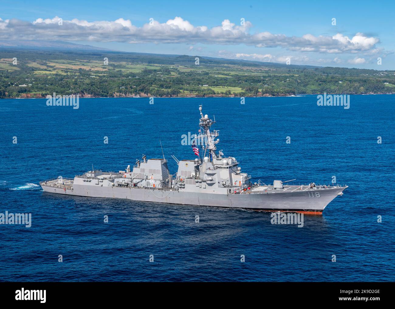 The U.S. Navy guided-missile destroyer, the USS Daniel Inouye (DDG 118), U.S. Navy Stock Photo