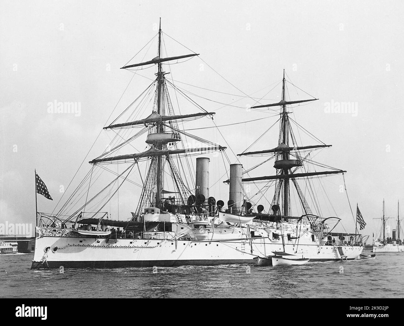 USS Atlanta in 1891. The second USS Atlanta was a protected cruiser and one of the first steel warships of the 'New Navy' of the 1880s. Stock Photo