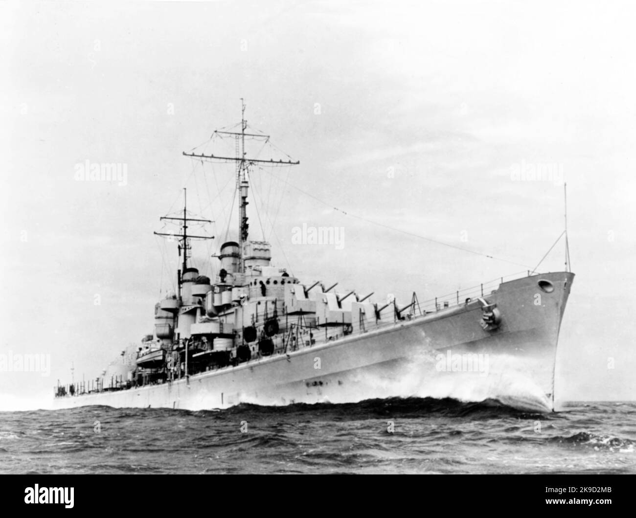 USS Atlanta (CL-51) of the United States Navy was the lead ship of the Atlanta class of eight light cruisers. 1941 Stock Photo