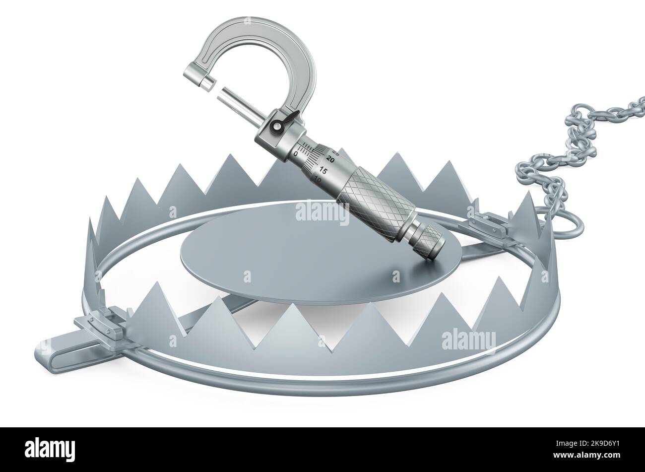 Bear trap with micrometer, 3D rendering isolated on white background ...
