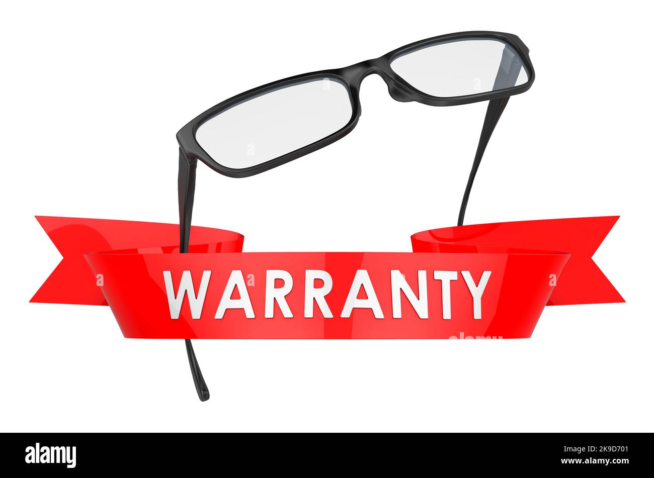 Eyeglasses warranty concept. 3D rendering isolated on white background