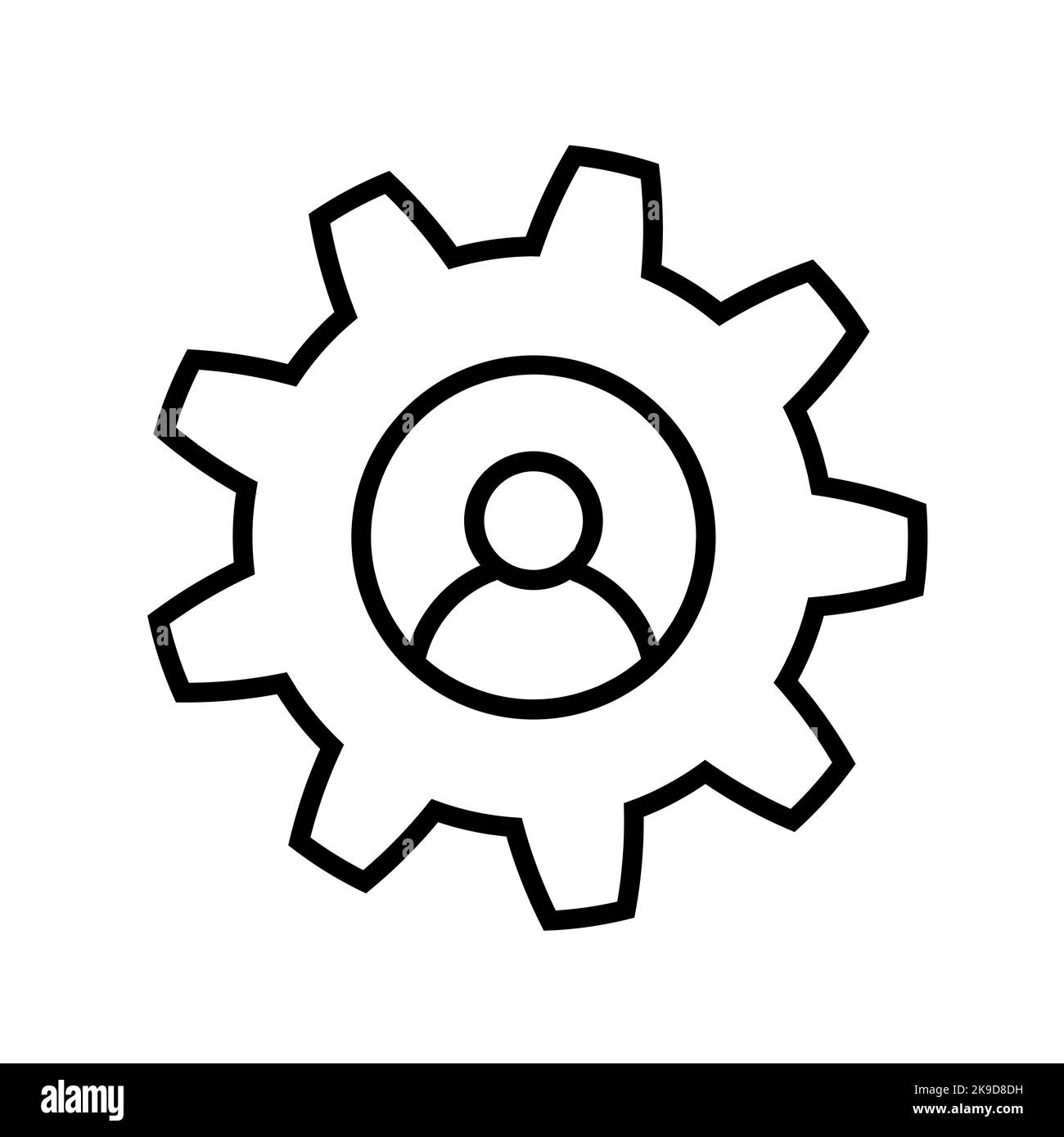 Man and cog icon in flat style Stock Vector