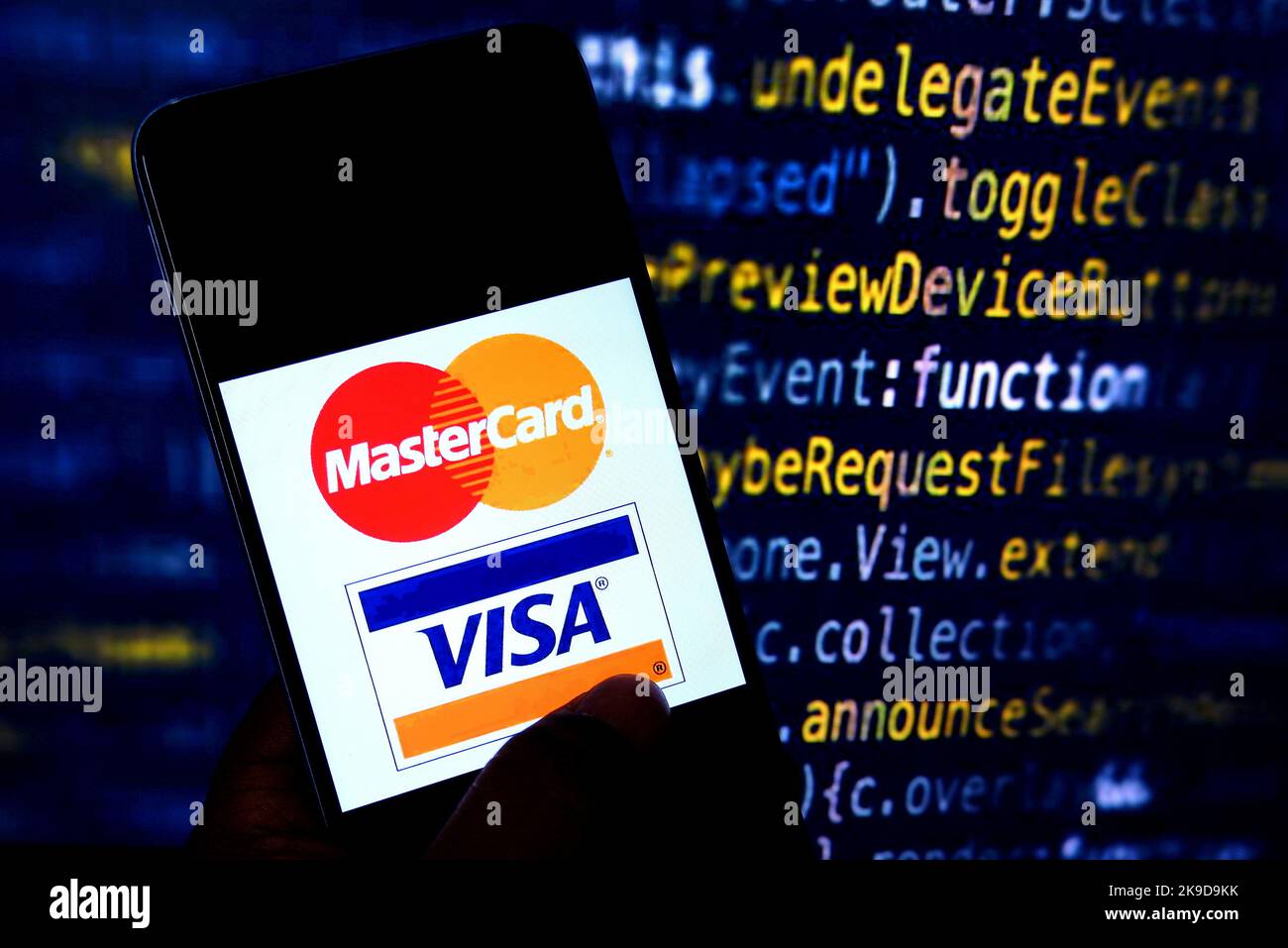 In this photo illustration, a Visa Master Card logo is displayed on a ...