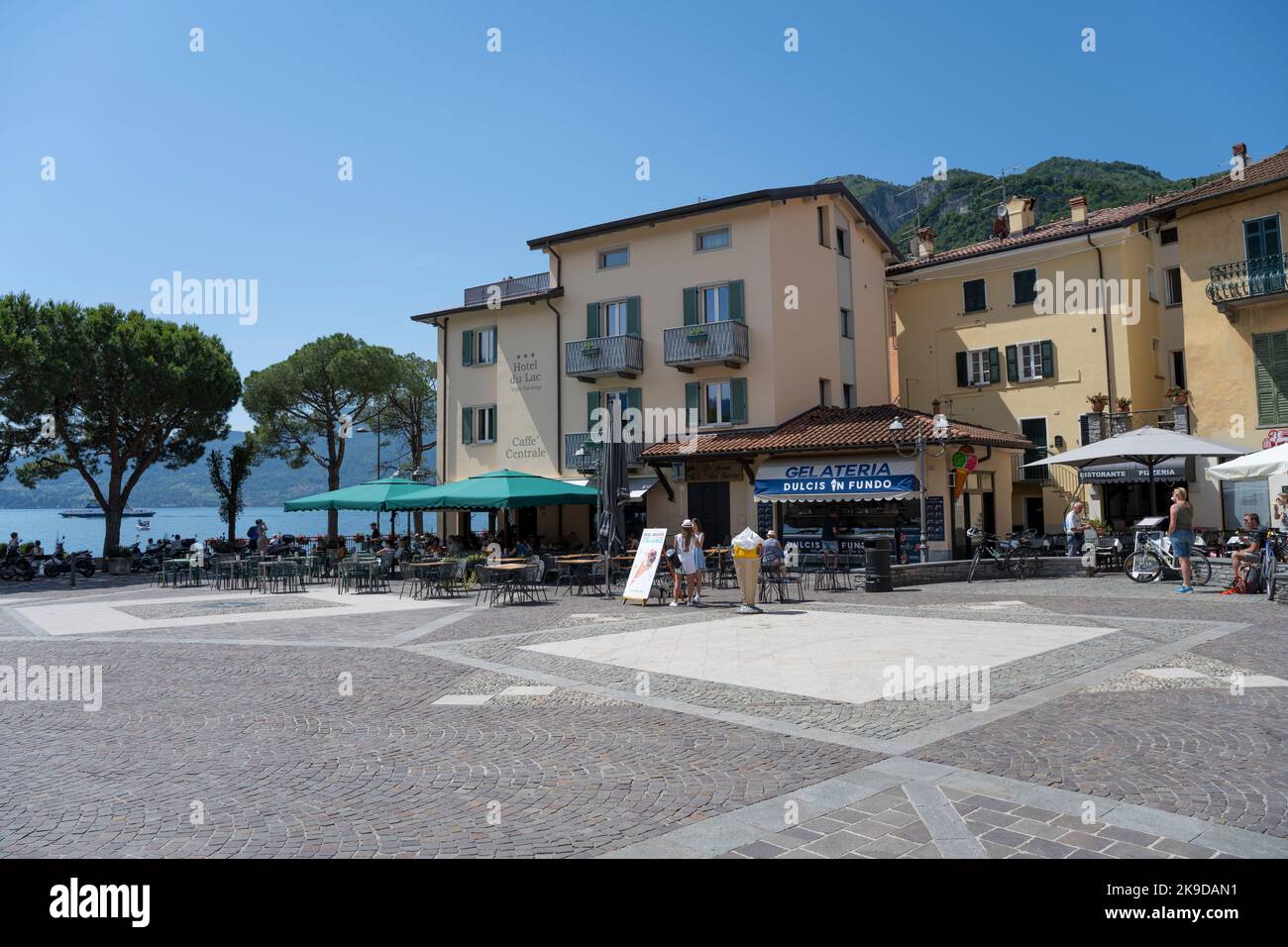 Piazza Giuseppe Garibaldi in the lakeside town of Menaggio, Lake Como