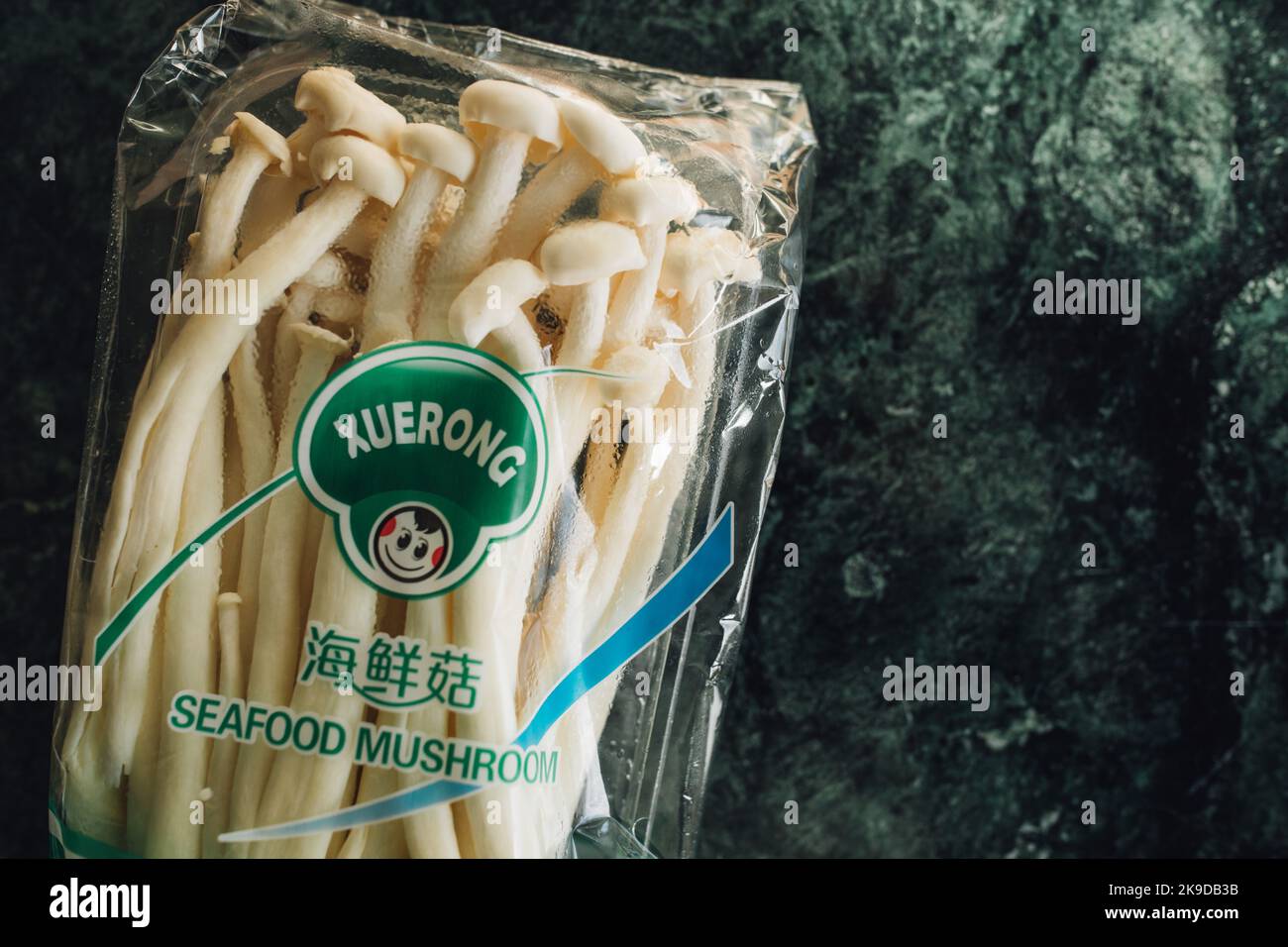Xuerong brand Seafood enoki mushrooms imported from China, sold in Seattle Stock Photo Alamy