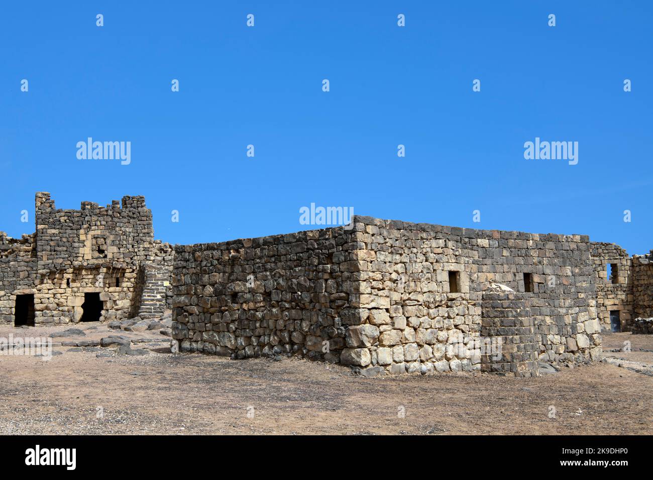 Inside the ruins Qasr Azraq Fort  Desert Castle Jordan Stock Photo