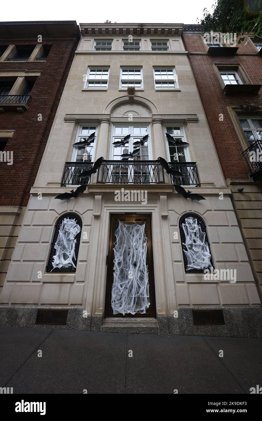 NEW YORK, NEW YORK October 25, 2022 Bats hang outside of windows