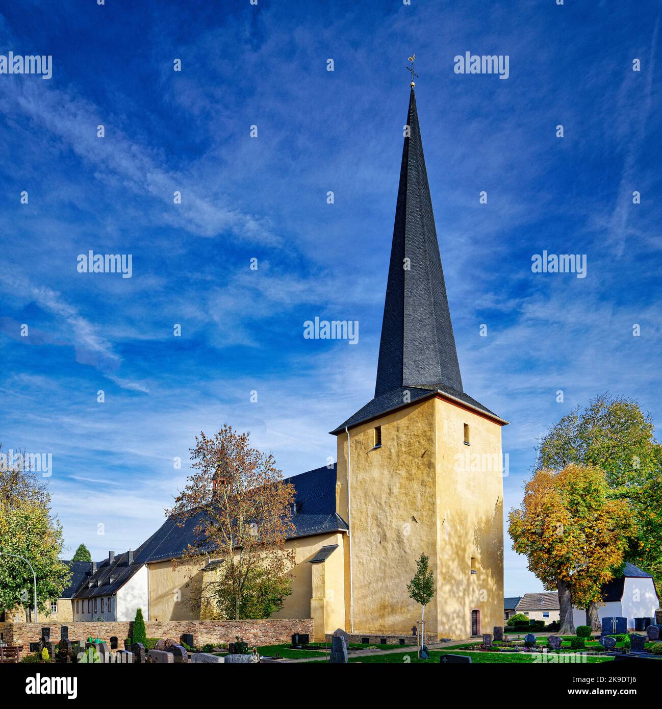 Catholic parish church Sankt Stephani Auffindung in the eifel village Buervenich in germany Stock Photo