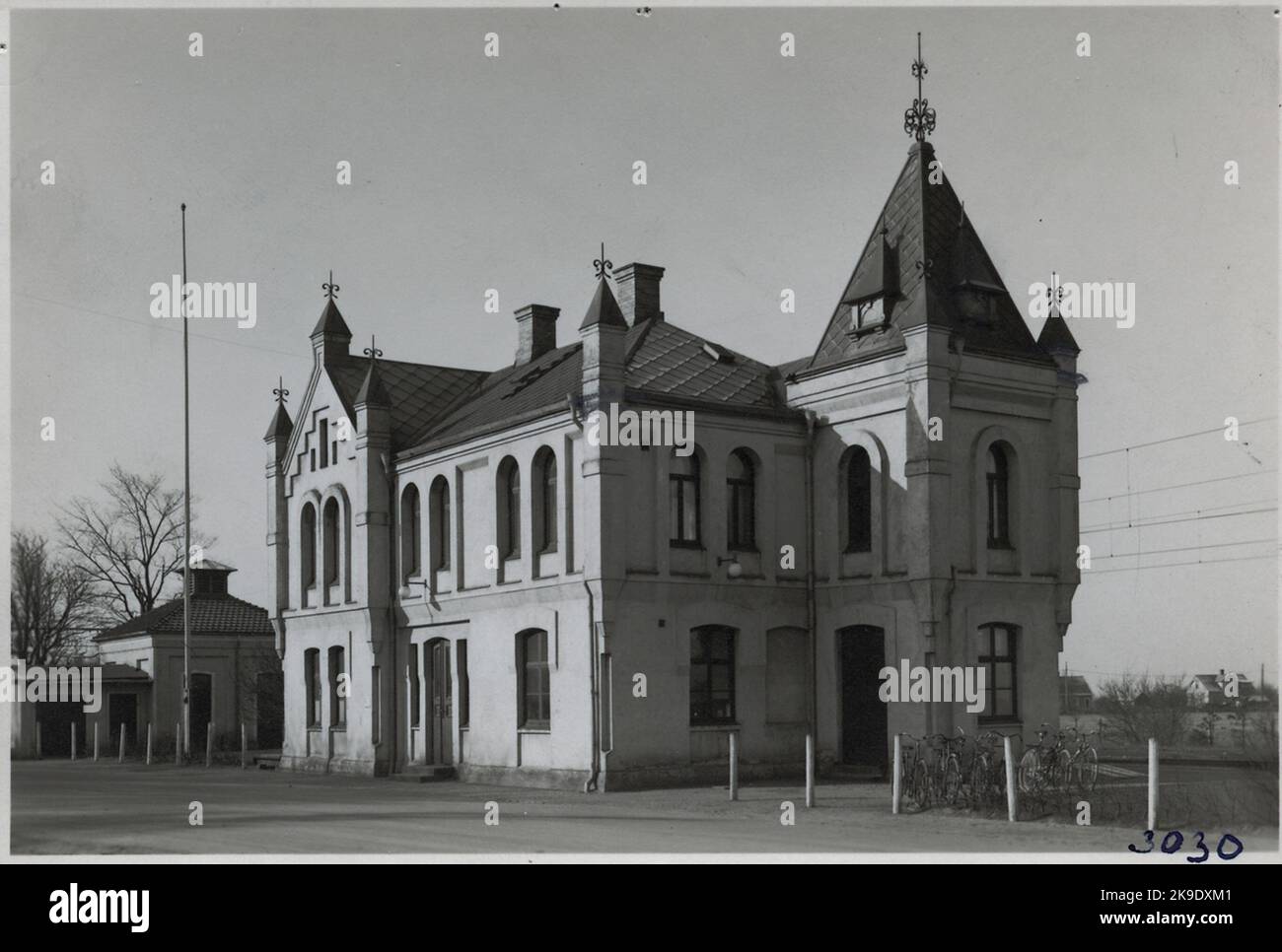 The station house in Harplinge March 1939. Stock Photo