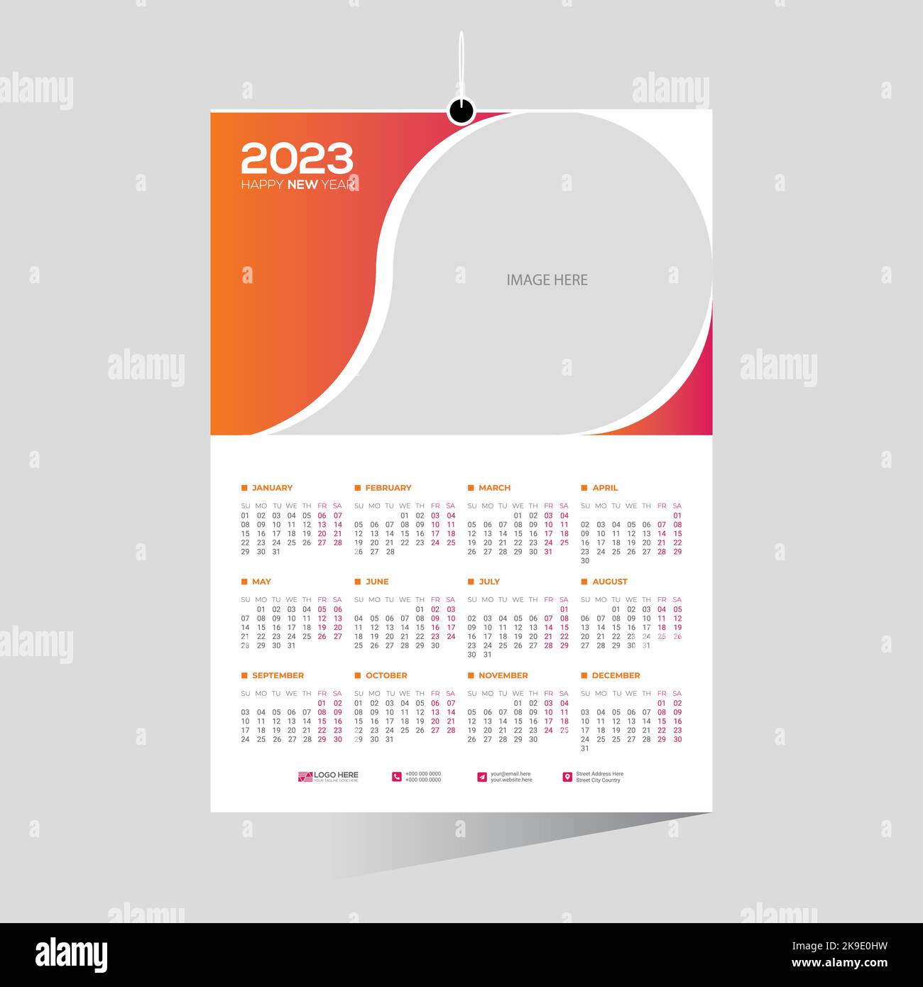 2023 wall vector calendar design Stock Vector