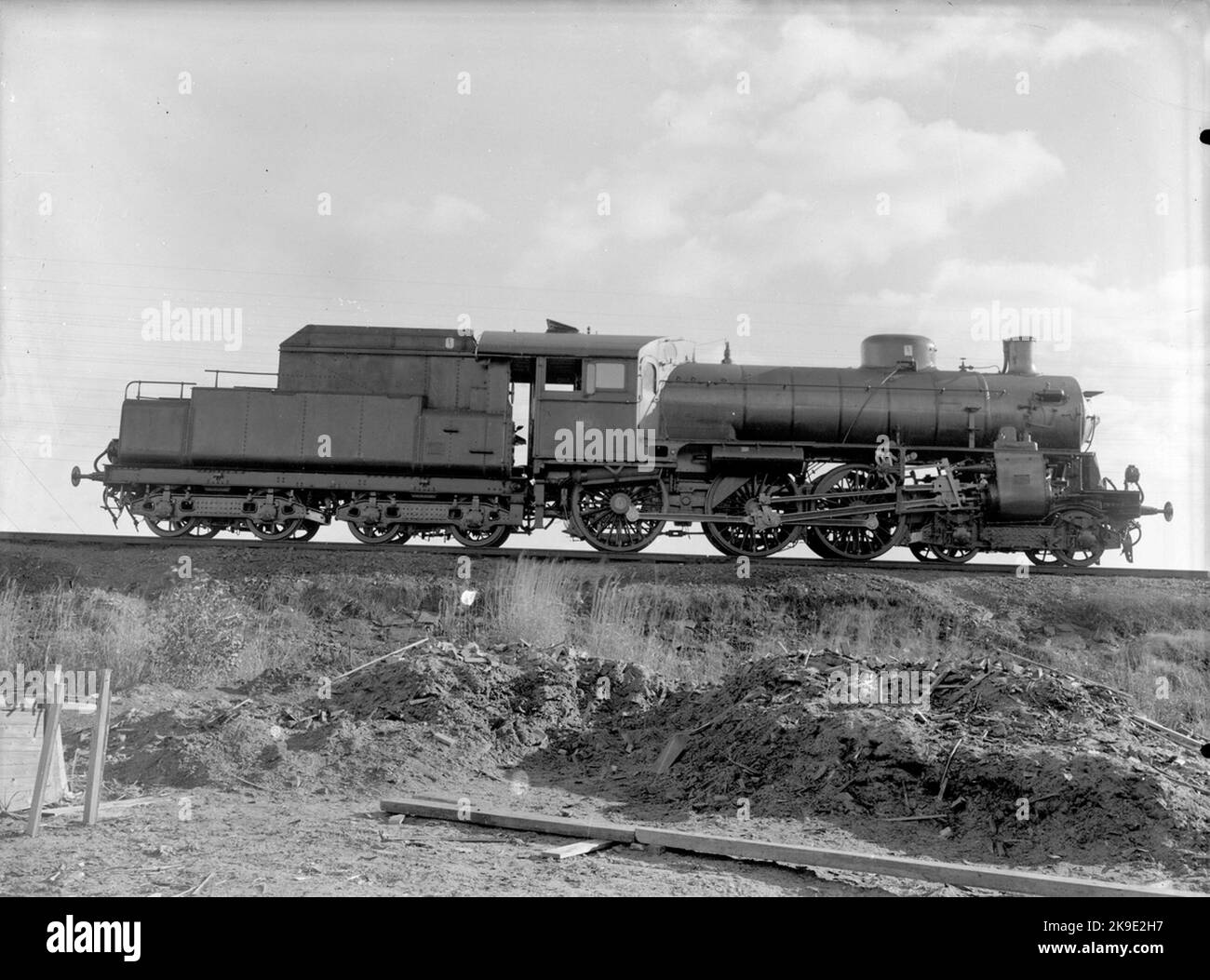 BJ B3 129. Delivery photo. The locomotive was manufactured in 1919 by wagon and the Maskinfabriksaktiebolaget in Falun, manufacturing number 129. Scrapped in 1960. Stock Photo