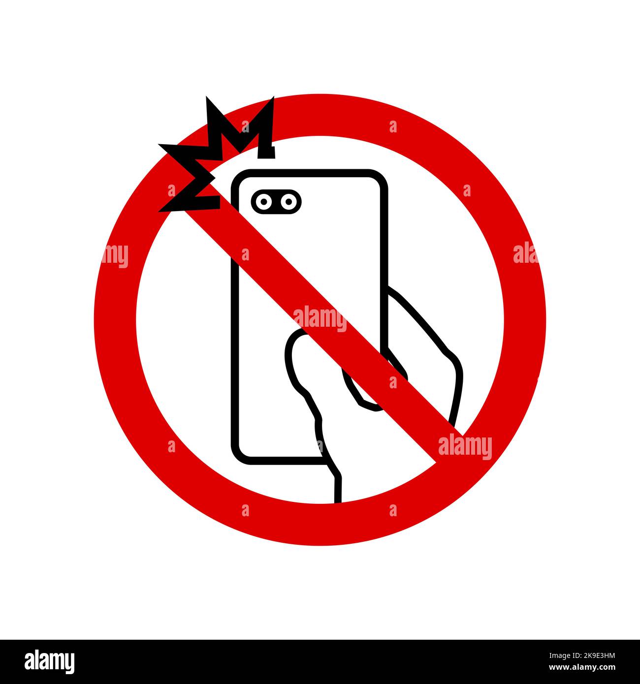 No cell phone prohibition sign. No symbol, do not sign, circle backslash symbol, nay, interdictory circle, prohibited symbol, dont do it symbol isolat Stock Photo