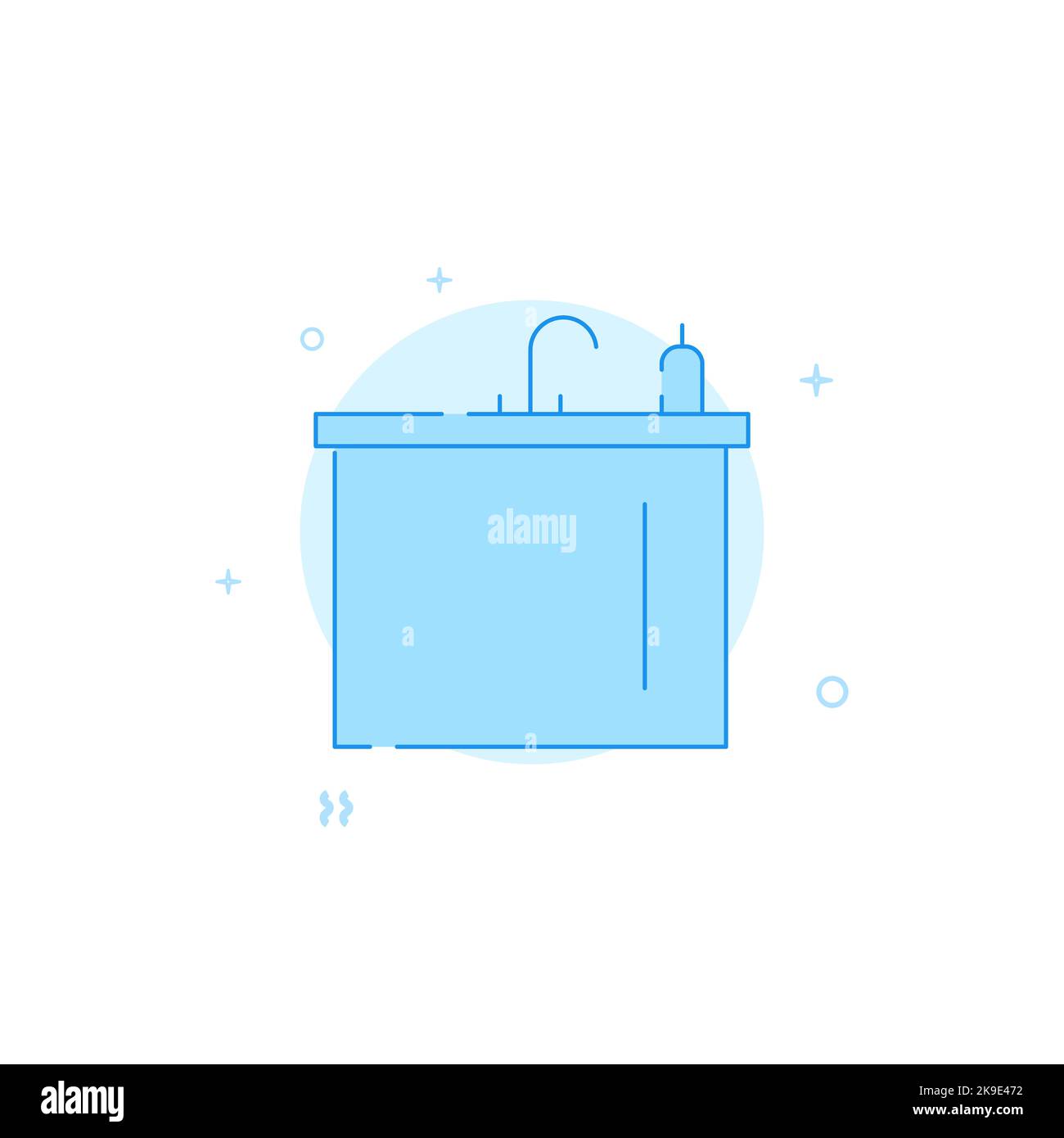 Kitchen sink icon. Flat illustration. Filled line style. Blue ...