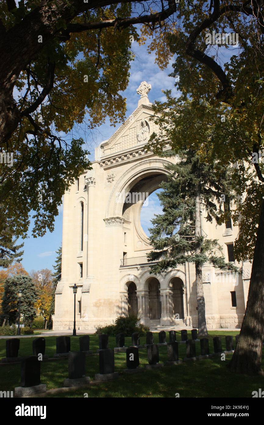 The facade of SaintBoniface Cathedral in Winnipeg, Manitoba, Canada