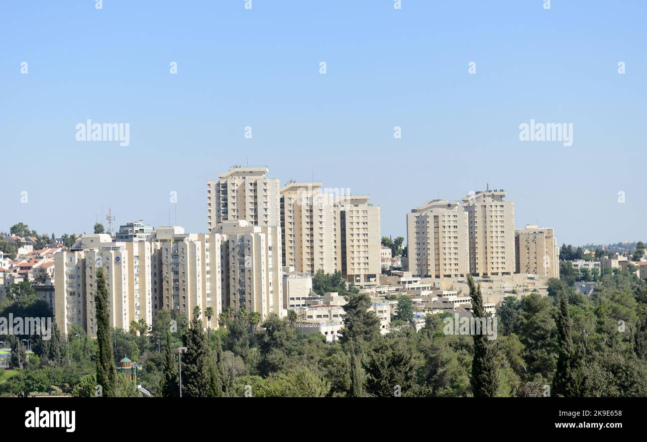 A view of the Wofson residential complex in Jerusalem, Israel. Stock Photo