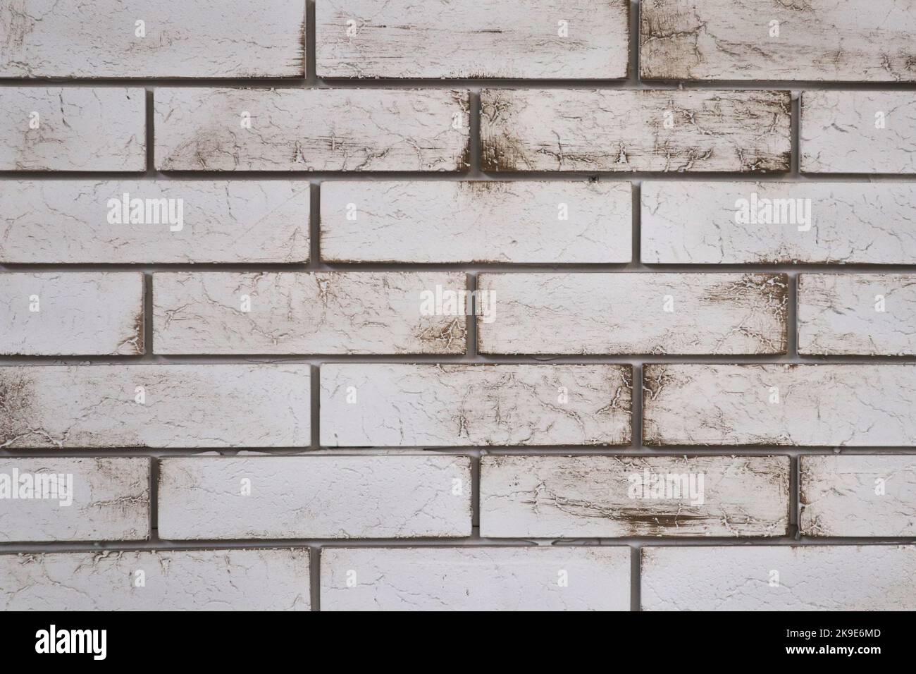a white brick wall with dirty streaks. brick background Stock Photo Alamy