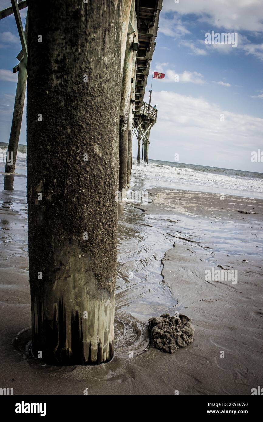 Tide Along Side Myrtle Beach Pier Stock Photo Alamy