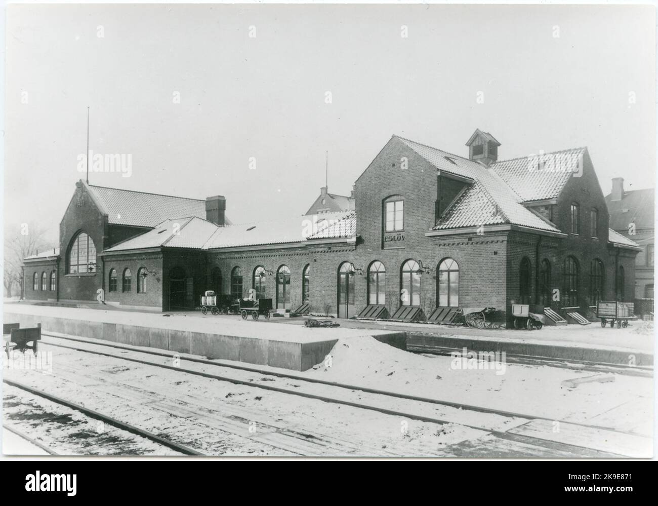 Eslöv's old railway station in 1916 Stock Photo - Alamy